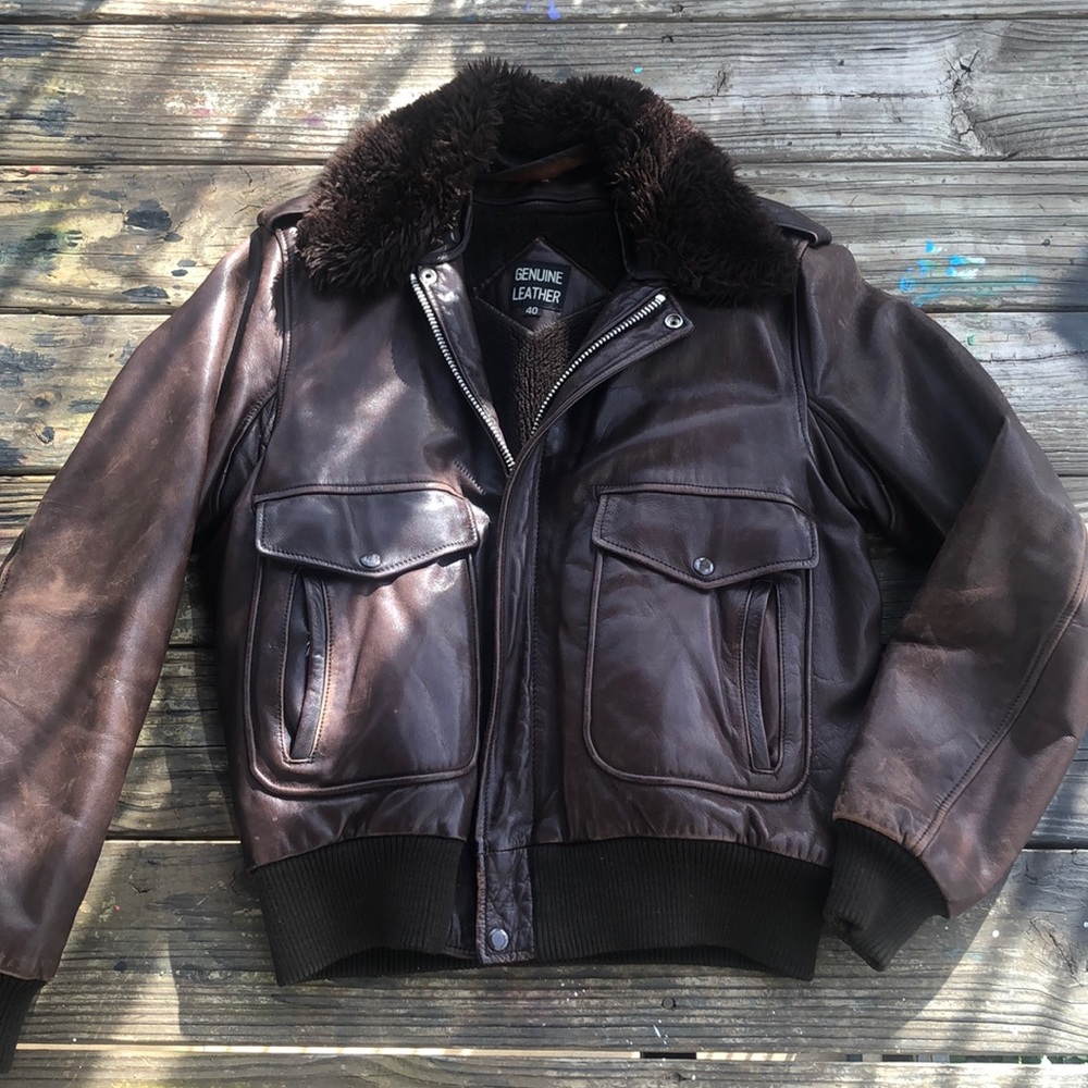 Vintage leather flight jacket bomber military